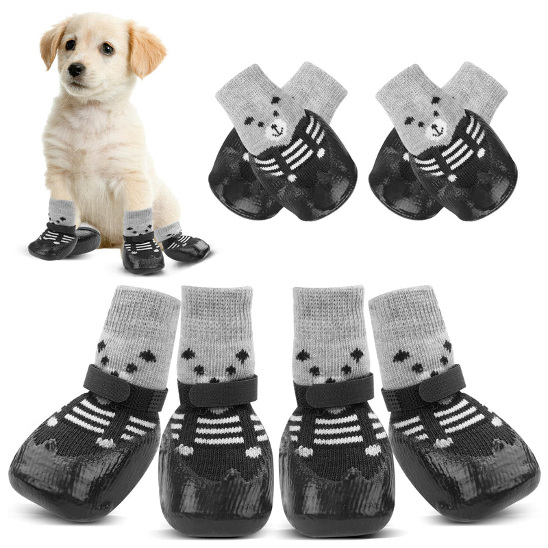 YAODHAOD Anti-Slip Dog Socks for Hardwood Floors,Dog Shoes Hot/Cold Pavement to Prevent Licking Paws,Dog Boots & Paw Protector, Traction Control Booties for Small Dogs(4PCS) (Black, Large) Bllack - PawsPlanet Australia