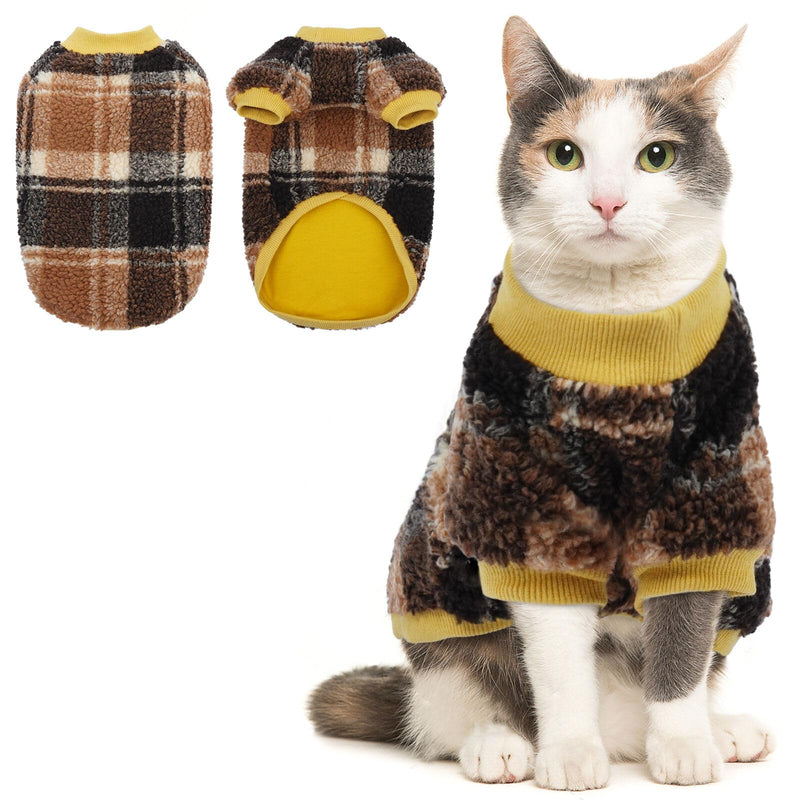 Cat Clothes -2 Legged Pullover Cat Sweater Soft Warm Pet Apparel Kitten Clothes for Kittens Only Elastic Yellow M Medium - PawsPlanet Australia