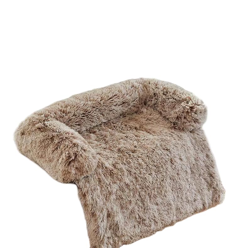 Plush Pet Couch Cover Rug with Non-Slip Base, Shaggy Pet Rug (Beige, Small 24.5" L x 24.5" W x 6" H) Beige - PawsPlanet Australia