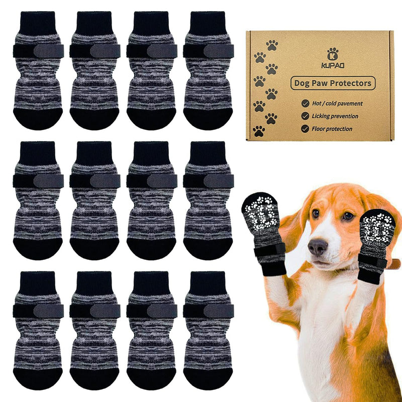 Dog Socks 12 Pack to Prevent Licking Paws, Anti Slip Dog Booties and Paw Protectors for Hardwood Floors Hot Pavement, Suitable for Small Medium Large Senior Dogs - Size Large - PawsPlanet Australia