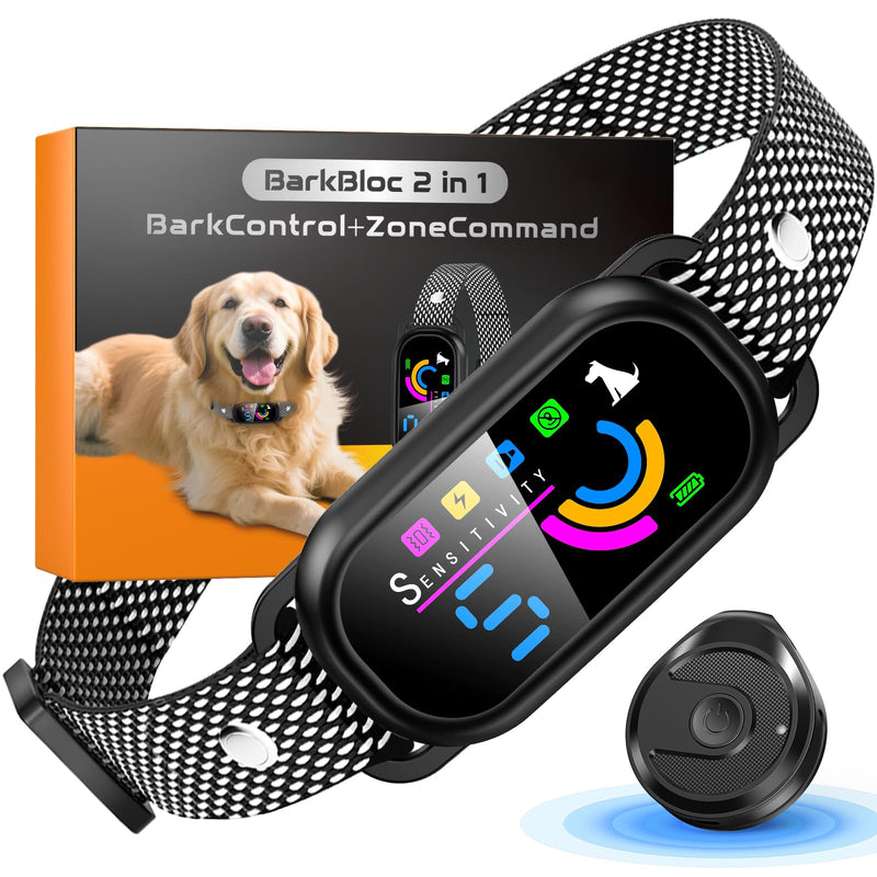 Dog Bark Collar for Small Medium Large Dogs – Rechargeable Anti-Bark Training Collar with Beep & Vibration, Plus Indoor No-Go Zone to Block Trash or Furniture,5 Sensitivity Levels - PawsPlanet Australia