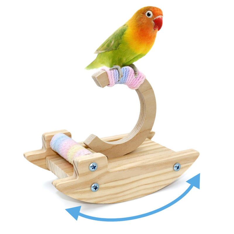 Rocking Bird Perch Stand, Funny Budgie Toys Natural, Parakeet Toy Wooden, Small Bird Toys for Parakeets Wood, Parrot Puzzle Enrichement Toy for Lovebird, Lineolated, Pacific Parrotlet - PawsPlanet Australia