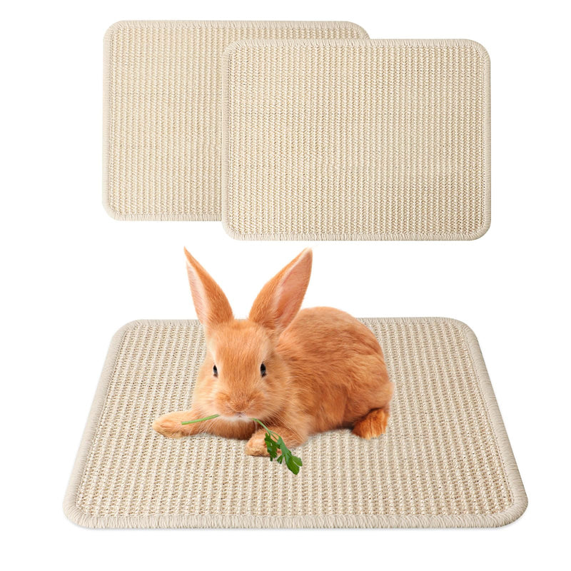 Bunny Scratching Pad for Rabbit: 2pcs Natural Sisal Mats for Small Animal,Claws & Teeth Care for Rabbit,Chew Toys for Grinding or Bedding for Sleeping Indoor