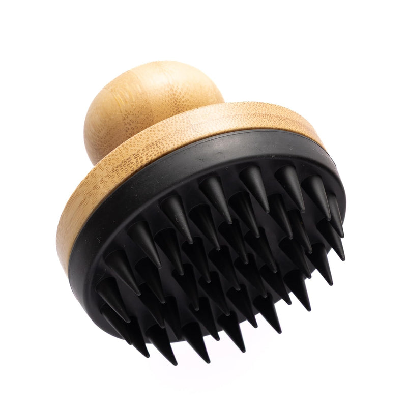 Doggy Style Small Dog Grooming Brush – Bamboo Bath Brush with Soft Silicone Bristles, Pet Scrubber for Shedding, Bathing & Massaging, Eco-Friendly Puppy Grooming Tool