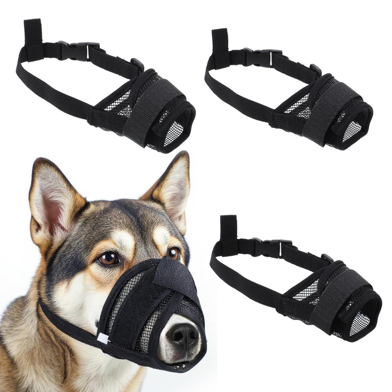 Breathable Muzzle for Dog, Soft Mesh Muzzle for Small Medium Large Dogs, Adjustable Dog Mouth Guard to Anti Biting, Barking, Chewing, and Scavenging, No Bark Dogs Muzzles, Black - PawsPlanet Australia