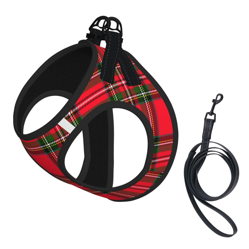 Christmas Red Plaid Tartan No Pull Dog Harness and Leash Set – Reflective Vest,Medium,Soft Cute Pet Harness for Small Dogs Xmas Holiday Walking Gear Christmas Red Plaid Tartan M(Chest:17"-19") - PawsPlanet Australia