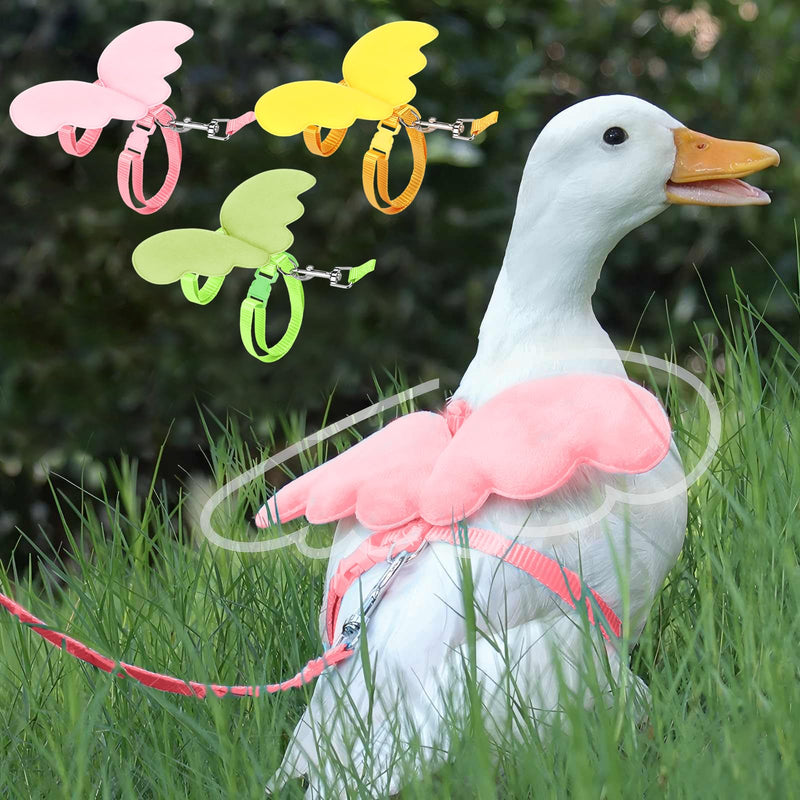 SATINIOR 3 Pack Harness and Leash for Pet Ducks, Real Duck Collar and Leash Soft and Adjustable Harness Training Traction Rope Collar for Young Adult Pet Goose Chicken Hen(Pink Green Yellow,Adult) Pink Green Yellow - PawsPlanet Australia