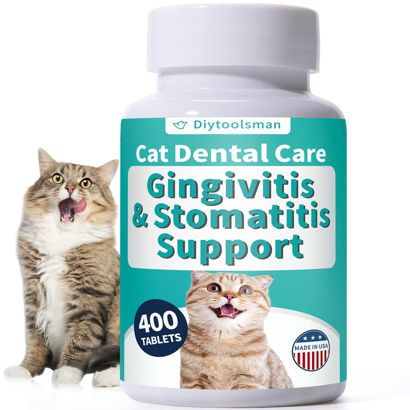 Cat Dental Care, Bad Breath, Stomatitis & Gingivitis Treatment for Cats, Cat Gum Disease Treatment, Cats Oral Health for Teeth, Gums, Mouth and Tartar, 400 Tiny Tablets - PawsPlanet Australia