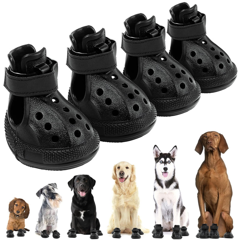 Dog Sandals, Breathable Dog Shoe for Hot Pavement, Anti-Slip & Paw Protectors Pet Shoes for Indoor/Outdoor Walking. Dog Boots for Small, Medium & Large Dogs (Black, 4PCS) Black 1.97"(L)x1.38"(W) - PawsPlanet Australia