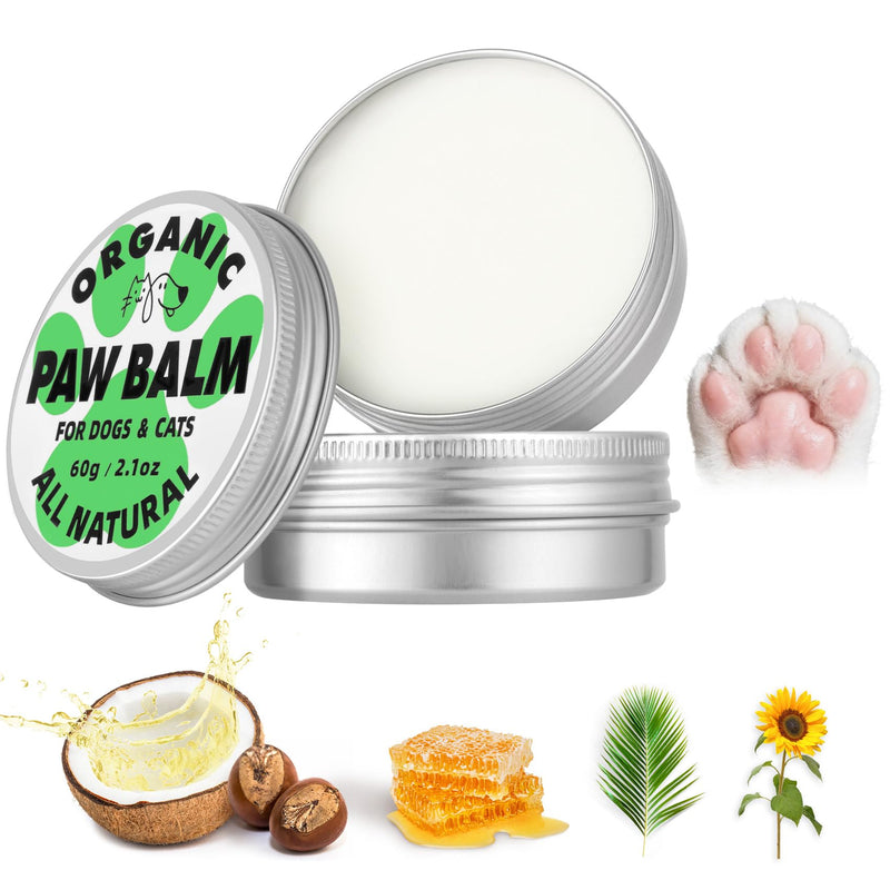 Dog Paw Balm & Nose Balm (2.1oz ), Lick-Safe | All-Natural Dog & Cat Paw Protector Soother with Organic Coconut Oil for dog Dry and Cracked Paws, Nose, Elbows for Hot Pavement & Winter Protection 1 Pack