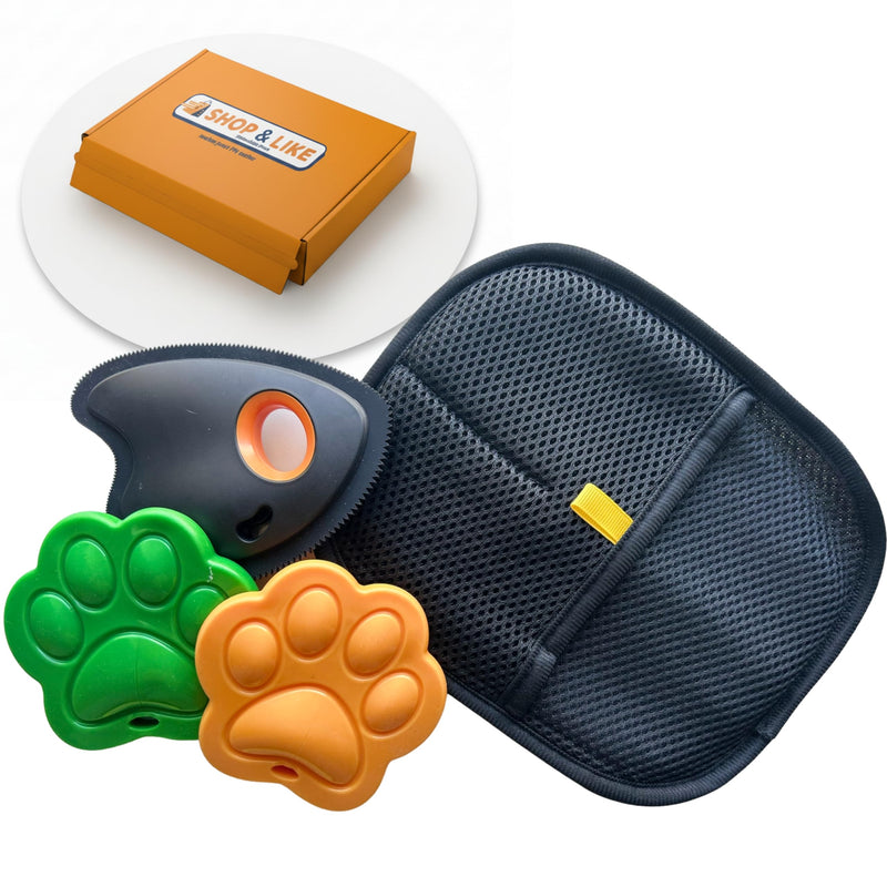3 in 1 Pet Hair Remover Cleaning Set - Car Interior, Furniture and Laundry - Multi Surface Cat & Dog Fur Removal Tool - PawsPlanet Australia