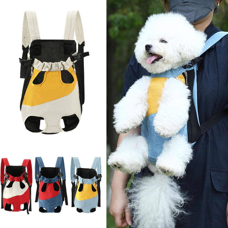 Lightweight Pet Backpack Carrier for Small Dogs & Cats - Easy-Fit Adjustable Straps, Basic Legs-Out Design, Durable for Daily Use (Fits Pets Under 15lb) (Yellow-White Color-Blocked, Small) Yellow-white color-blocked Small(3.3lb-5.5lb) - PawsPlanet Australia