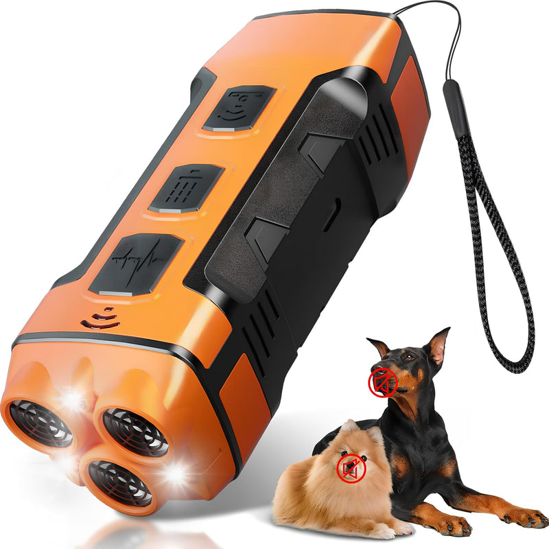 Dog Bark Deterrent Devices Rechargeable Ultrasonic Bark Control, 35FT Range Anti-Barking Device for Dogs Training, Safe Effective Indoor Outdoor Use Portable Design, Orange 3X-Orange - PawsPlanet Australia
