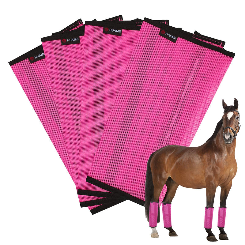 Horse Fly Boots, Breathable Mesh Protection Set of 4, Comfortable Pony Leggings, Breathable Mesh Design, Equines Supplies for Reduce Stomping, Hoof Damage & Leg Fatigue (Rose Red, Large) Rose Red Large (For average horses) - PawsPlanet Australia