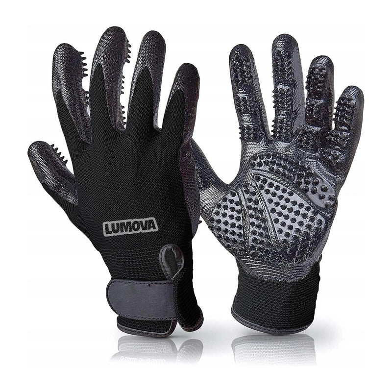 Pet Grooming Glove – Patented Rubber-Massage Shedding Bath & Hair Remover for Dogs, Cats & Livestock – Lightweight, Flexible, Secure Fit (Black) Black - PawsPlanet Australia