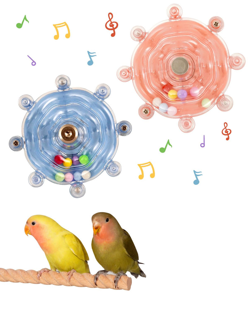 Bird Spinning Wheel Toy, Chewing Exerciser, Suitable for Budgies, Cockatiels, Lovebirds, Conures, Parakeets, and Other Small to Medium Birds (Random Color) (2 PCS - Fixed Mount) 2 PCS - Fixed Mount - PawsPlanet Australia