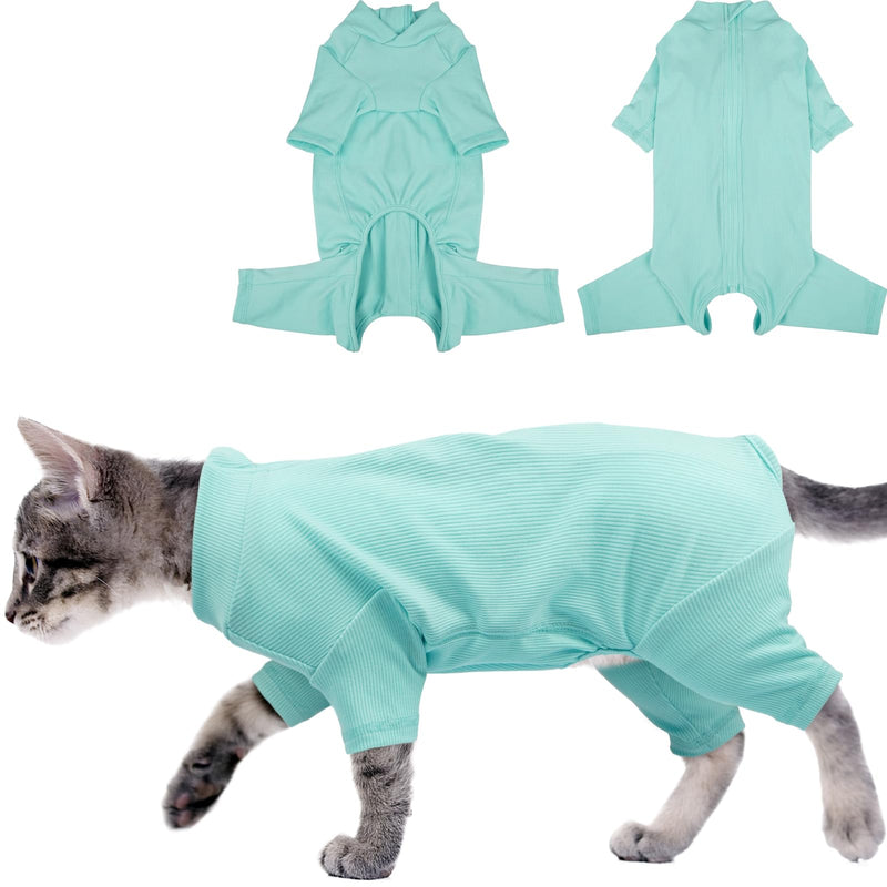 Sticky Hair Cat Clothes, Breathable & Lightweight, Reduces Shedding Fur Pajamas, Full Body Long Sleeve Surgical Bodysuit, Stop Licking & Shedding Blue M Medium - PawsPlanet Australia