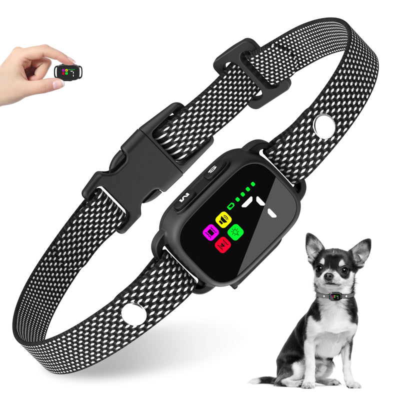 Dog Bark Collar Dog Training Collar Anti Barking Training Collar Small Dog Collar with 7 Adjustable Sensitivity (Black) 316G - PawsPlanet Australia