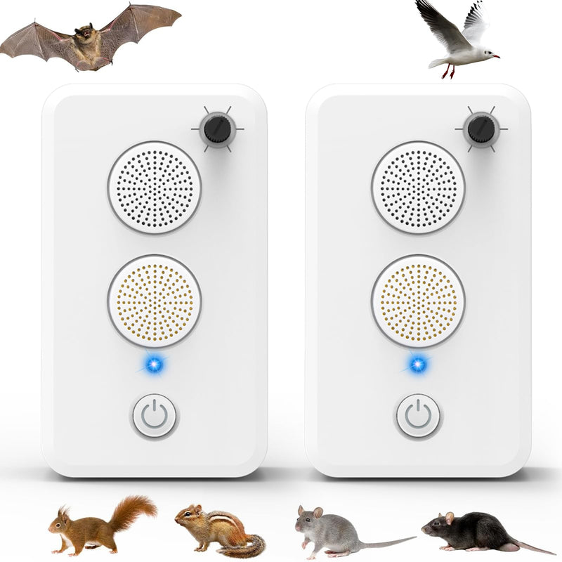 2 Pcs Ultrasonic Bat Repellent for Attic Porch Outdoor Indoor Use, Rechargeable Bat Deterrent Devices, Electronic Bird Repellent Bats Keep Away Reject Repelling System Removal Device for House Home 2 - PawsPlanet Australia