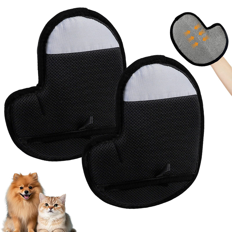 Pet Hair Removal Gloves, Electrostatic Pet Hair Remover Glove for Cats & Dogs 2 pack Black - PawsPlanet Australia
