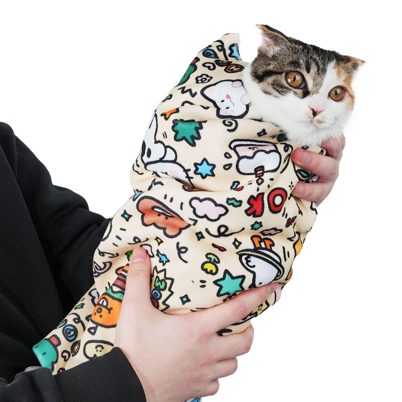 27.6" Large Cat Grooming Wrap – Anti-Escape Cat Wrap for Cutting Nails, Brushing & Medication – Soft, Comfortable, Reusable, Self-Adhering, Holds Cats Up to 15lbs (Elephant Cat) Elephant CAT L - PawsPlanet Australia