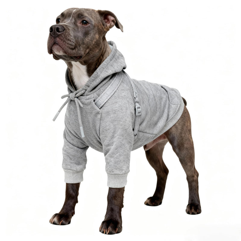 Dog Hoodies with Hurns Built in, Dog Sweatshirt for Small, Medium, and Large Dogs, Warm Sweaters for French Bulldogs, Pitbull, Puppy, Winter Jacket Alternative - Light Grey - 2XL - PawsPlanet Australia