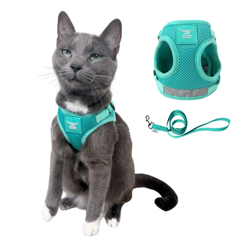 Travel Cat x Jackson Galaxy Harness and Leash Set - Adjustable Fit Mesh Cat Harness with Nylon Leash - Comfort, Escape Proof Harness for Cats, Kitten for Outdoor Walking, Hiking (Large) Large - PawsPlanet Australia