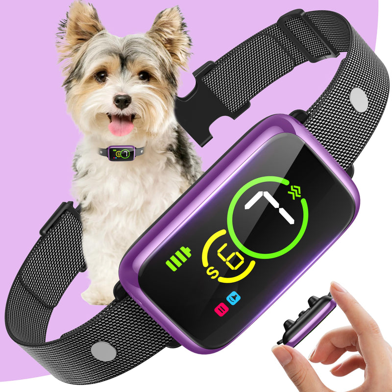 Smart Dog Bark Collar, Automatic Stop Bark Collar for Large, Medium, Small Dogs, Safe & Humane Barking Collar with Beep, Vibration & 7 Adjustable Sensitivity, Anti Barking Device IP67 Waterproof 1-Pack Bright Purple - PawsPlanet Australia