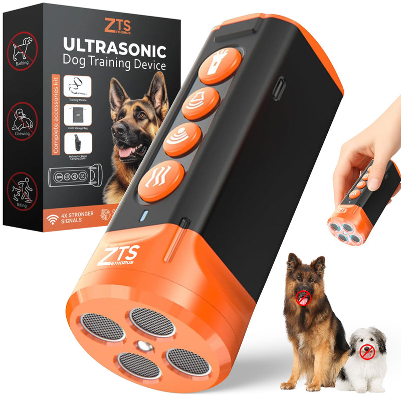 Dog Bark Deterrent Device Ultrasonic Anti Barking Device for Dogs with Flashlight Beep 35ft Range USB-C Rechargeable Humane Bark Control Training Tool for All Breeds with Whistle Belt Clip & Bag