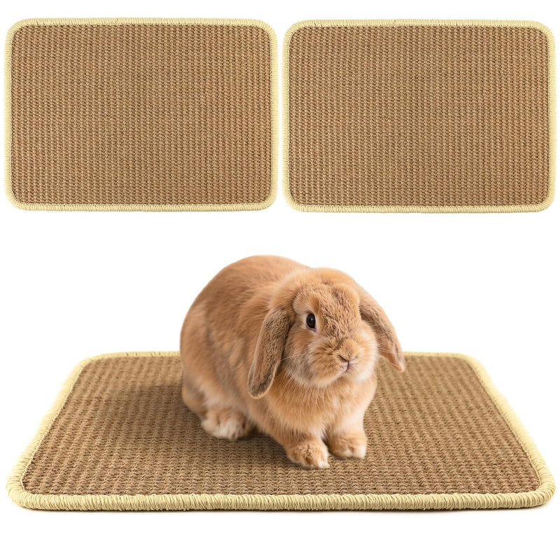 3 Pack Rabbit Scratching Pads - Soft Jute Chew Mats for Bunnies & Small Pets - Claw & Teeth Care, Natural Fiber Bedding, Cage Liner (16"x12") - PawsPlanet Australia