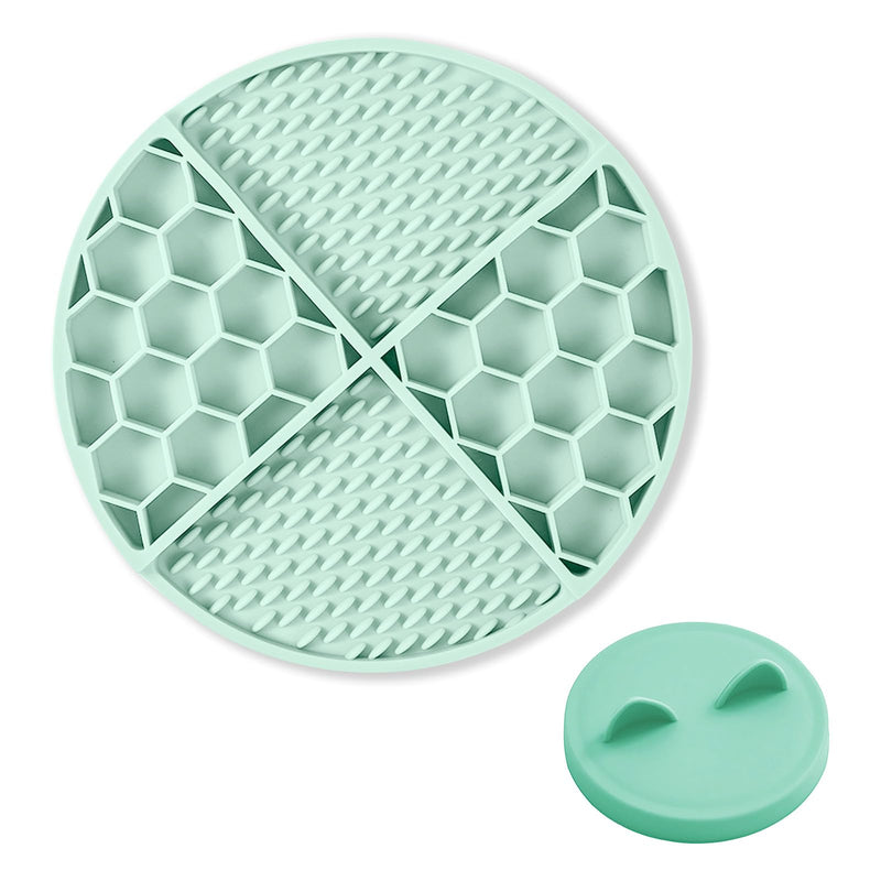 Pet Licking Mat Set with Suction Cups & Can Lid for Dogs and Cats, Food-Grade Silicone Slow Feeding Puzzle Toy, Non-Slip Dog Treat Mat for Anxiety & Boredom Relief (Mint Green) Mint Green - PawsPlanet Australia