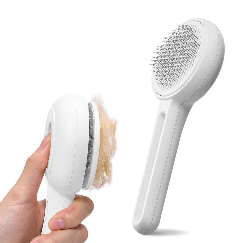 Self Cleaning Slicker Cat & Dog Brush - Skin Friendly Shedding Grooming Tool for Pets, Pet Supplies Accessories, Deshedding Comb for Short Long Haired Kittens, Massage Function to Removes Loose Fur - PawsPlanet Australia