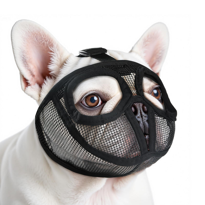 French Bulldog Muzzle with Open Eye Hole, Breathable Short Snout Dog Muzzle for English Bulldog, Pug, Pekingese to Prevent Biting(S,Black) S Black - PawsPlanet Australia