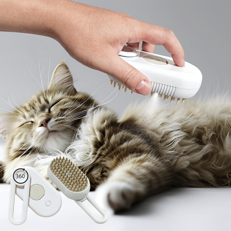 4-in-1 Steam Brush for Dogs & Cats - Pet Grooming Brush with Steam, Deshedding, Bath Spray & Massage, Professional Grooming Tool for Indoor Cats and Long/Short Hair Pets (white) white - PawsPlanet Australia