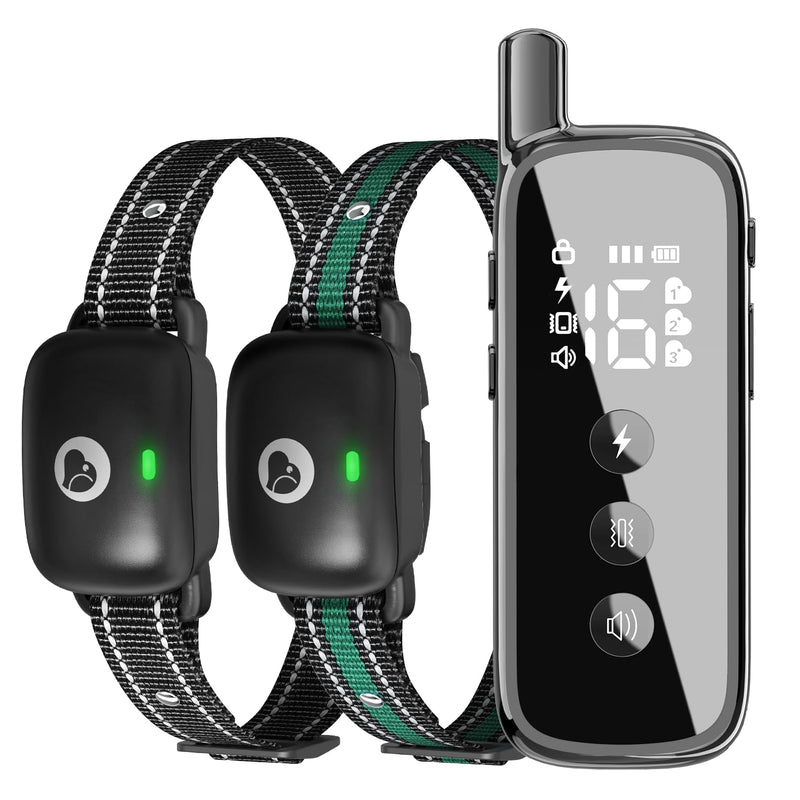 Dog Training Collar 2 Dogs Upgraded 2600FT Remote Rechargeable Waterproof Electric Shock Collar with Beep Vibration Shock for All Dogs (5-120lbs), Black for 2 dogs - PawsPlanet Australia