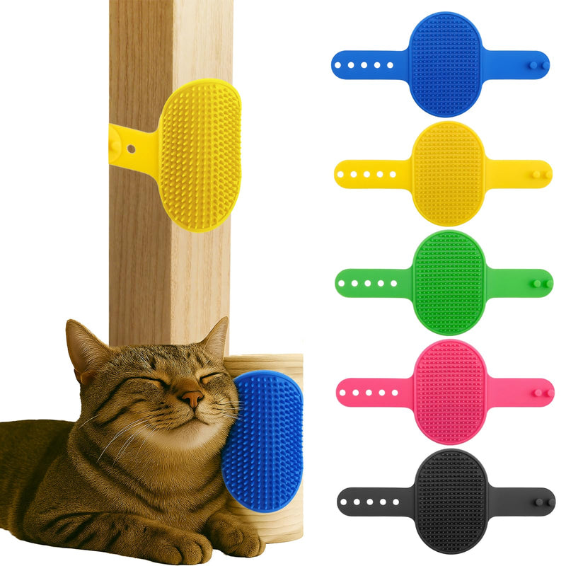 5PCS Pet Cat Grooming Brush, Adjustable Silicone Grooming Brush, Cat Self-service Scratcher, Silicone Grooming Belt Pad, Suitable For Cats (Self-service And Handheld) - PawsPlanet Australia