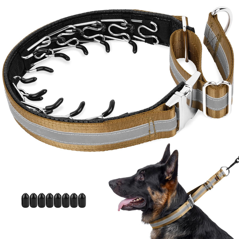 Mayerzon Martingale No Pull Collar for Large Medium Dogs, Patented Dog Walking Training Collar for Pulling, 1.5'' Wide Alloy Buckle, Neoprene Padded, Adjustable, Reflective, Easy to Use(M, Brown) Medium,3mm,15.75''-18.75''Neck - PawsPlanet Australia