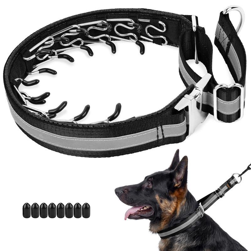 Mayerzon Martingale No Pull Collar for Large Medium Dogs, Patented Dog Walking Training Collar for Pulling, 1.5'' Wide Alloy Buckle, Neoprene Padded, Adjustable, Reflective, Easy to Use(M, Black) Medium,3mm,15.75''-18.75''Neck - PawsPlanet Australia