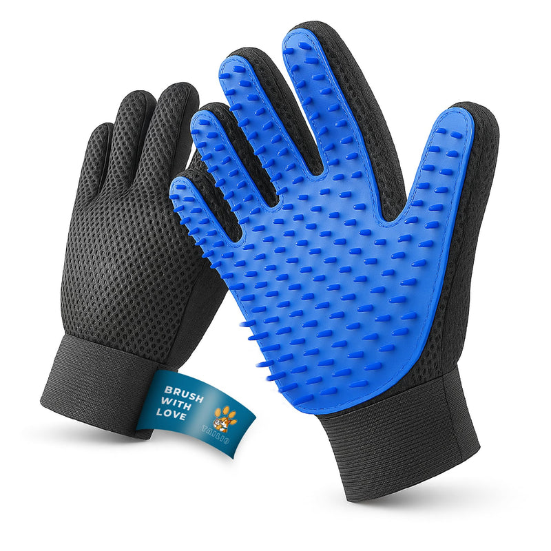 Cat & Dog Grooming Gloves for Shedding – Efficient Pet Grooming Gloves 2-in-1 Deshedding Brush & Massage Mitt | Perfect for Long and Short Hair (1 Pair) - PawsPlanet Australia