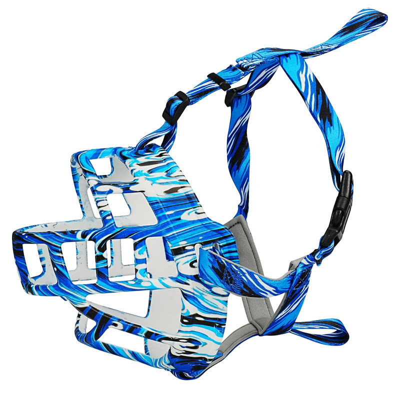 Basket Muzzle to Prevent Biting, Dog Muzzle for Large Medium Small Dogs Allows Panting Drinking Anti Chewing, Perfect for Grooming Trimming Training and Aggressive Reactive Dogs (Blue, Size 1) - PawsPlanet Australia