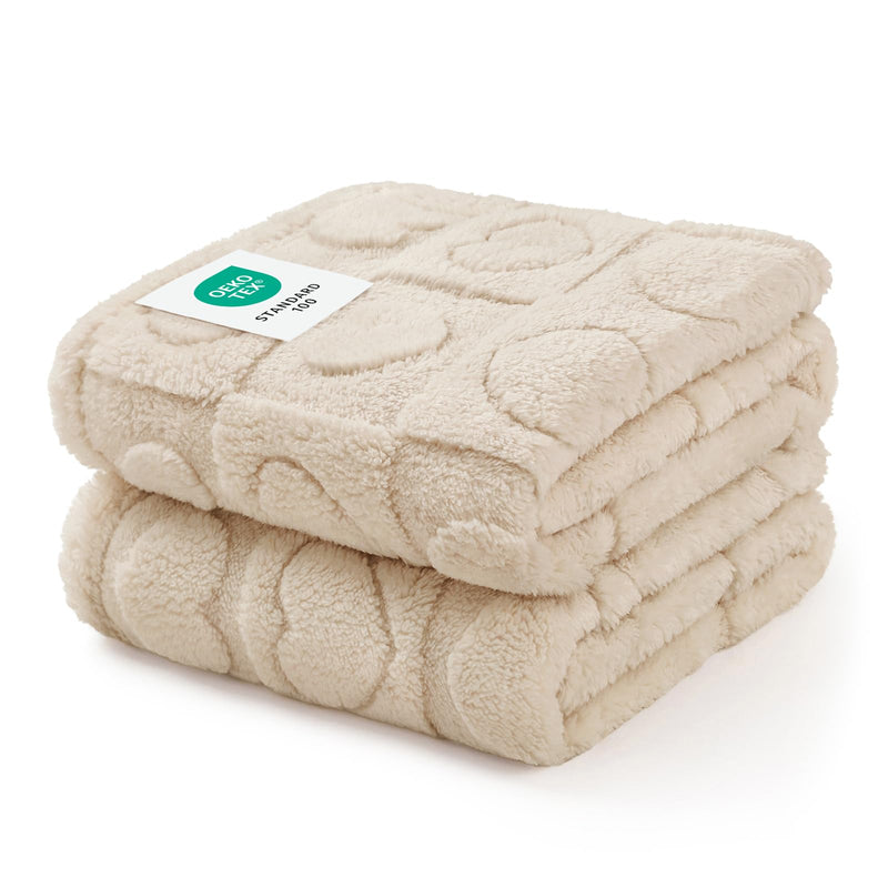 Luciphia 1 Pack 2 Small Dog Blanket Washable Pet Bed Cover Soft Fluffy Puppy Blanket with Premium Fleece 300GSM Cozy Calming Cat Blankets for Indoor Cats Beige 41x31 inch 2pcs Beige - PawsPlanet Australia