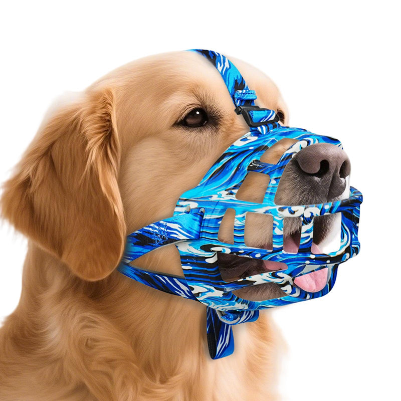 Dog Muzzle to Prevent Biting, Basket Muzzles for Large Medium Small Dogs Allows Panting Drinking Anti Chewing, Perfect for Grooming Trimming Training and Aggressive Reactive Dog (Blue, Size 5) Blue - PawsPlanet Australia