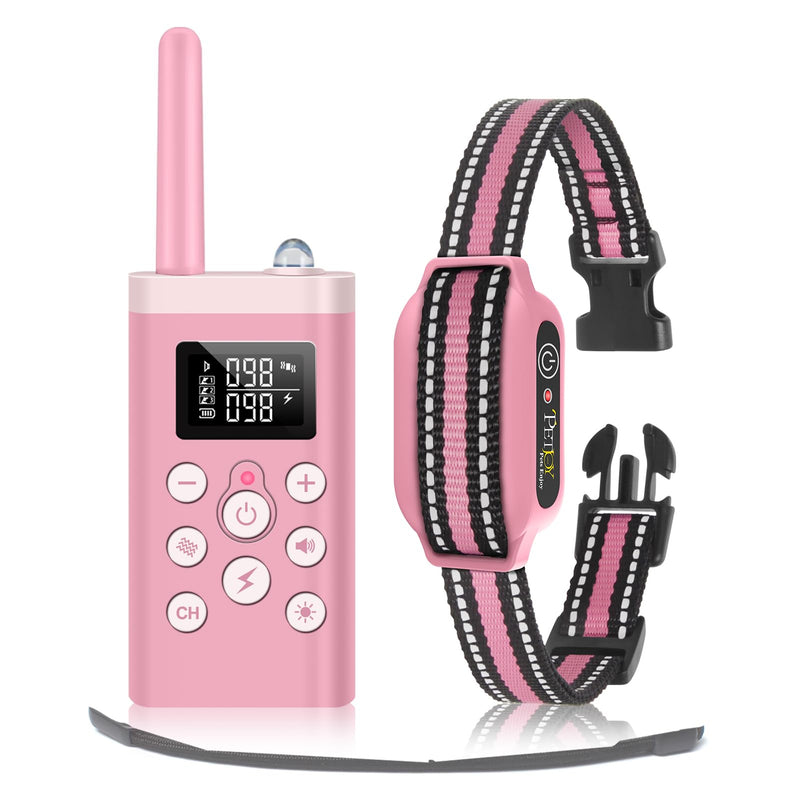 PetJoy Dog Shock Collar System – Remote-Controlled Bark Collar for Large Dogs, 2-in-1 Auto & Manual Mode, Vibration & Sound, 5 Adjustable Levels, 1000ft Range, Rechargeable Battery