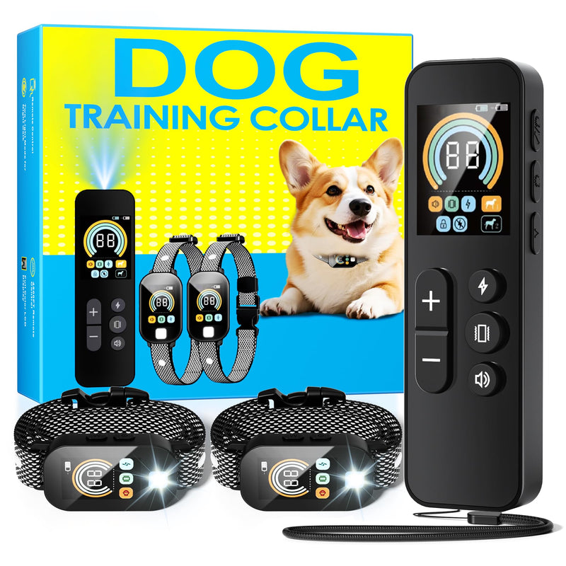 Dog Shock Collar for 2 Dogs (10-120Lbs), 4200FT Remote Training Collar with Light for Night Walks, 3 Training Modes, IP67 Waterproof Rechargeable E-Collar with Exclusive Shock Lock - PawsPlanet Australia