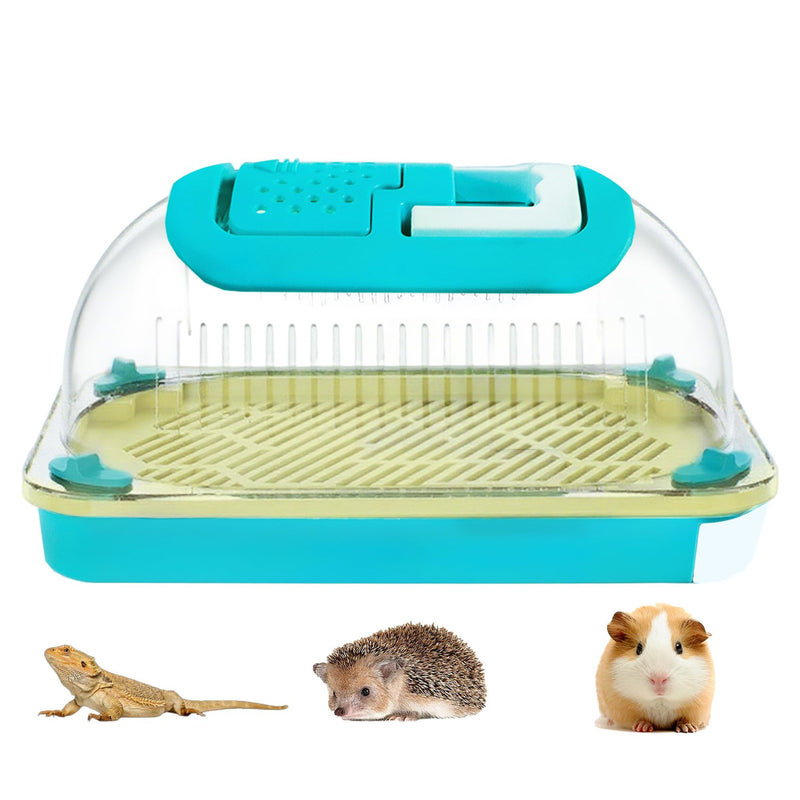 Small Animal Carrier & Insect Carrier with Clear View Lid – Ventilated Habitat Box & Removable Tray for Hamsters, Lizards, Hermit Crabs, Insects, Butterfly Habitat Observation Blue