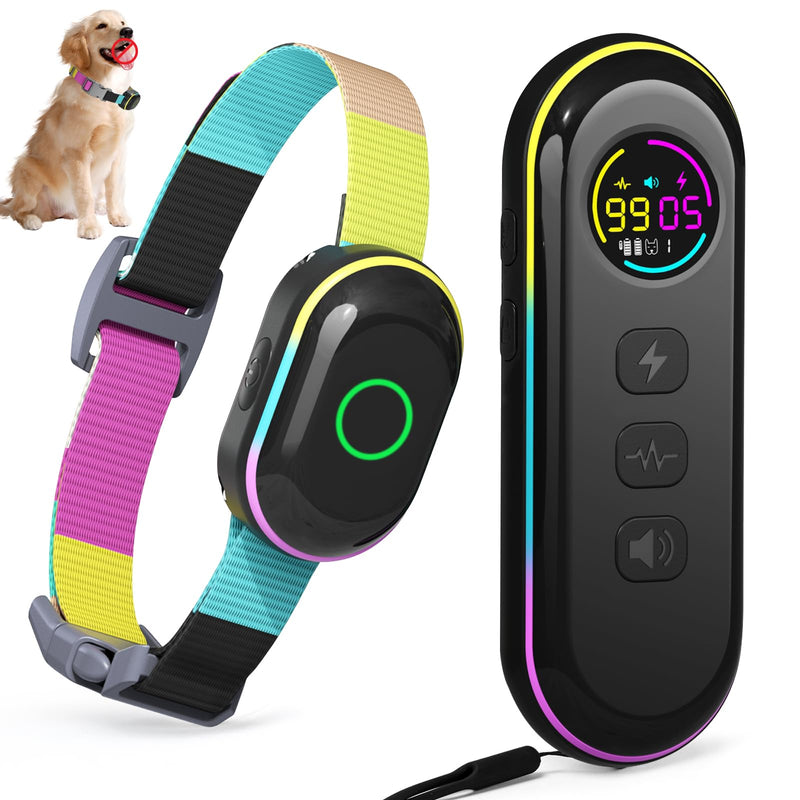 Dog Shock Collar & Dog Bark Collar, 2 in1 Collar Dog Bark Training Collar with 5 Adjustable Sensitivity, 3 Training Modes, 3300FT Remote, IPX7 Waterproof, Rechargeable for Dogs (Multi-Color)