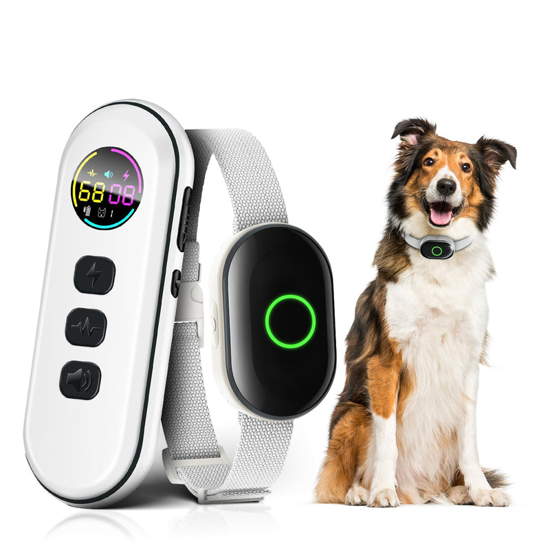 2025 Upgraded Shock Collar for Dogs, Dog Training Collar with Remote Control for Medium Large Dogs, 3 Training Modes - Beep, Vibration and Shock with Safety Lock, IPX7 Waterproof, Rechargeable,White White 15LBs+ - PawsPlanet Australia