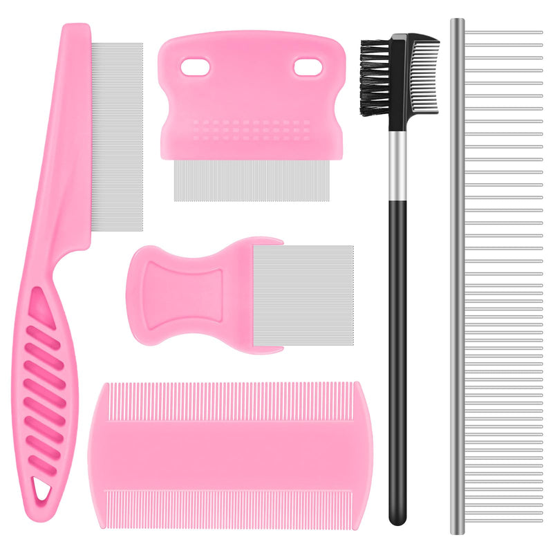 6-Pack Flea Comb for Dogs and Cats, Fine & Wide Tooth Stainless Steel Lice Comb, Tick Removal Tool, Tear Stain Remover, Dematting Brush - Professional Pet Grooming Kit for All Types of Pets - PawsPlanet Australia
