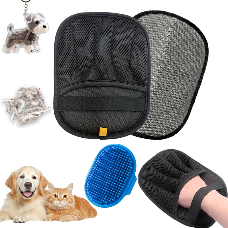 Pet Hair Removal Glove,Pet Hair Remover for Cat & Dog,New Upgraded Electrostatic Gloves Pet Hair,Reusable Electro Static Pet Hair Remover Electrostatic Gloves & Dog Hair Collector Keychain Black 1 Pack - PawsPlanet Australia