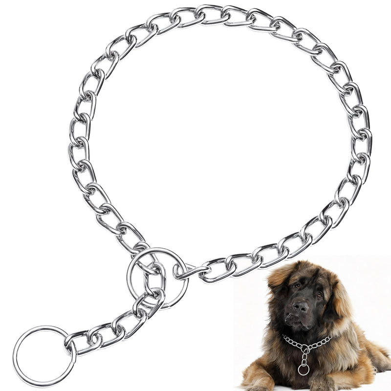 Choke Chain for Dogs Heavy Duty Slip Collars Chew Proof Metal Slip Link Dog Collar Chain for Medium Large Big XL Breed Dogs, Silver XL XL(Neck Max 22inch)D4mm - PawsPlanet Australia